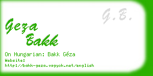 geza bakk business card